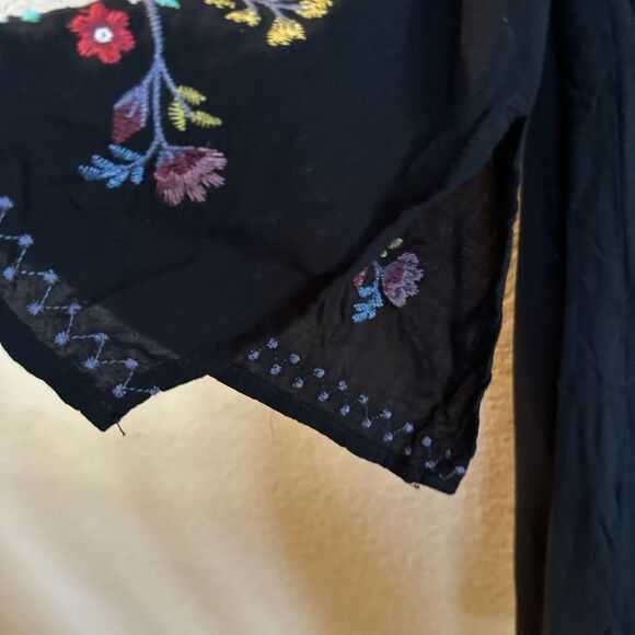 Umgee Tunic Blouse Floral Embroidered Round High Collar 3/4 Sleeves Large - Picture 5 of 6